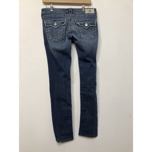 True Relgion World Tour Womens 29x29 Blue Denim Jeans Skinny - Picture 3 of 8